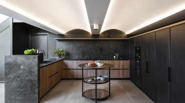 The L shape kitchen design includes a wall 