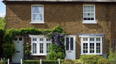 With space limited in a smaller garden, you architecture, brick, brickwork, building, cottage, door, facade, home, house, neighbourhood, plant, property, real estate, residential area, roof, sash window, shrub, tree, wall, window, brown