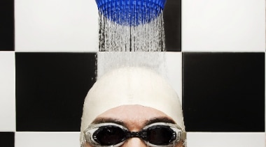 The DROP shower by IB Rubinetterie in action cap, eyewear, facial hair, glasses, goggles, headgear, sunglasses, vision care, white, black