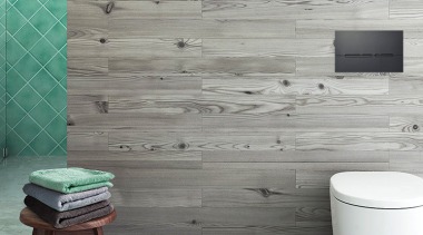 An in-wall cistern can make for much more bathroom, ceramic, floor, flooring, interior design, plumbing fixture, tap, tile, wall, gray