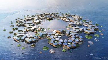 Designed as a man-made ecosystem, Oceanix City is aquatic plant, calm, flower, plant, pond, reflection, water, water lily, water resources, watercourse, gray, blue