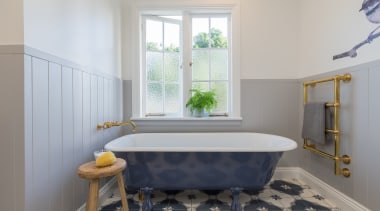 Du Bois Design – Highly Commended – TIDA bathroom, bathtub, estate, floor, flooring, home, interior design, plumbing fixture, real estate, room, tile, window, gray