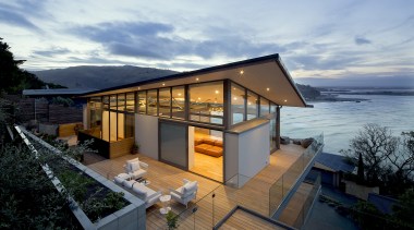 Borrmeister Architects – Winner – 2019 TIDA Homes architecture, building, cloud, facade, home, house, property, real estate, roof, sea, sky, vacation, gray, black
