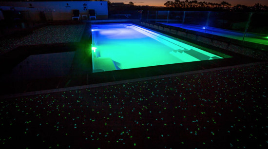 Ready, set, glow - architecture | green | architecture, green, light, lighting, night, swimming pool, technology, water, black