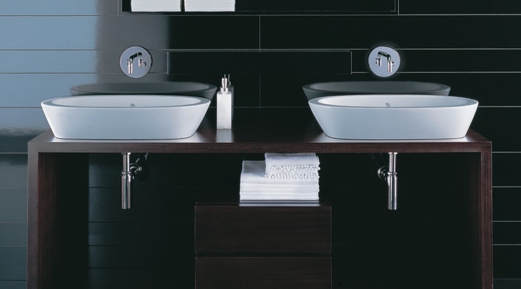 The detail of two basins - The detail bathroom, bathroom accessory, bathroom cabinet, bathroom sink, ceramic, plumbing fixture, product, product design, sink, tap, black