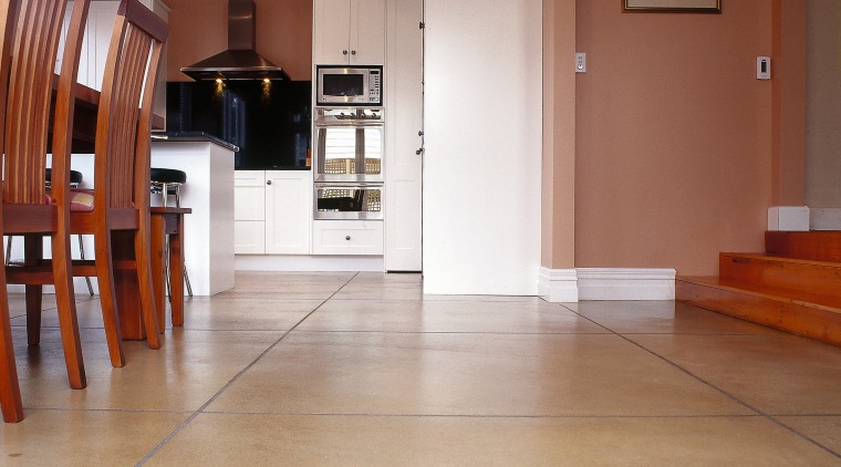 Sandstone coloured polished concrete floor laid to resemble ceiling, floor, flooring, hardwood, home, interior design, laminate flooring, lobby, real estate, tile, wood, wood flooring, brown, orange