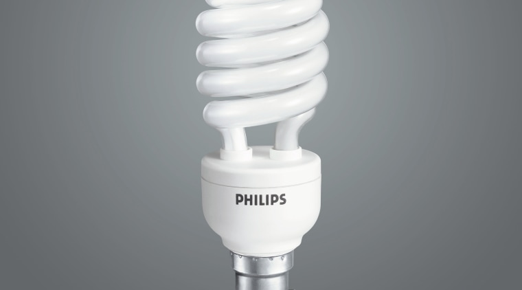 Close up view of the Phillips Tornado light product, product design, gray