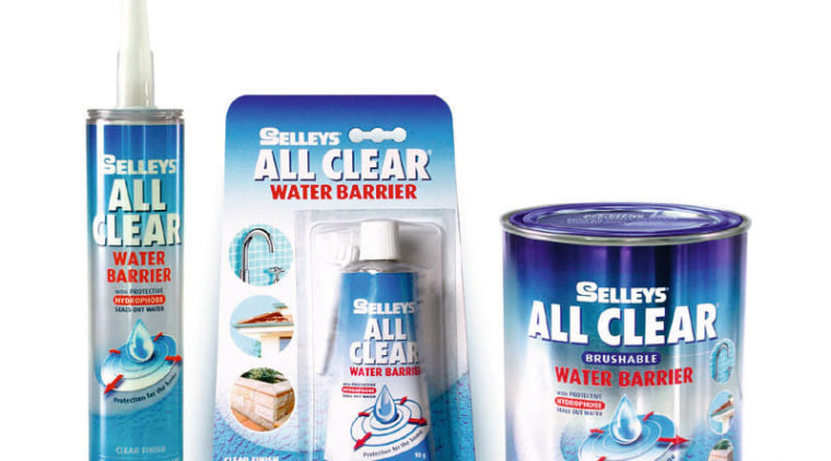 A photograph of Selleys versatile All Clear Sealant liquid, product, water, white