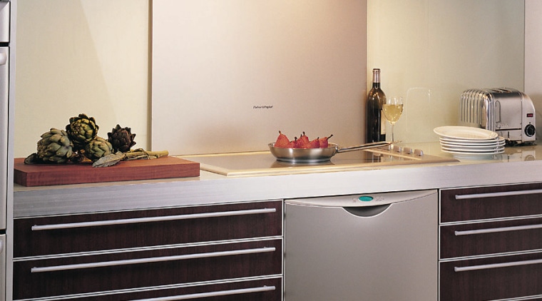 An Iridium rangehood and splashback. There are small cabinetry, countertop, cuisine classique, furniture, home appliance, interior design, kitchen, kitchen appliance, kitchen stove, major appliance, product design, gray