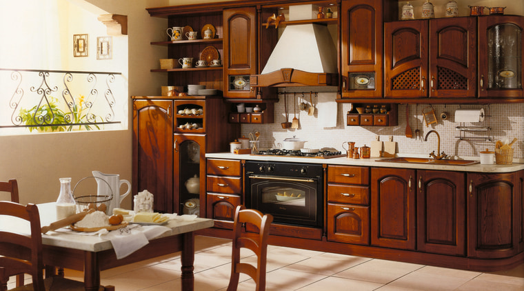 View of this classical kitchen - View of cabinetry, countertop, cuisine classique, furniture, interior design, kitchen, brown