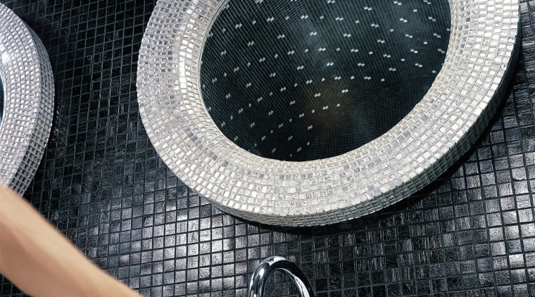 View of the bathroom basin - View of black and white, product design, black