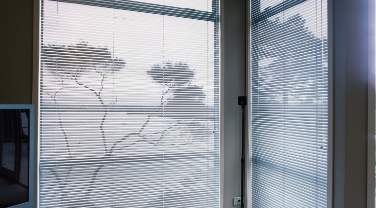 View of the window shades - View of architecture, daylighting, door, glass, interior design, shade, window, window blind, window covering, window screen, window treatment, black, gray