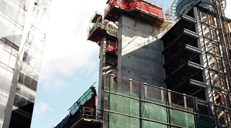 View of construction process using Peri formwork, a architecture, building, city, construction, metropolis, metropolitan area, sky, skyscraper, tower, tower block, urban area, white, black