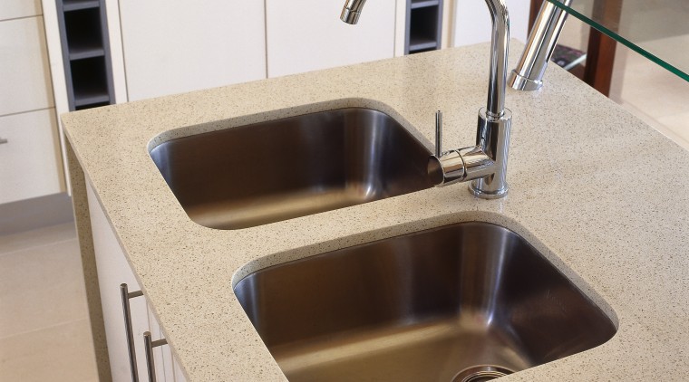 view of double stainless steel sinks that are bathroom sink, countertop, plumbing fixture, product design, sink, tap, gray