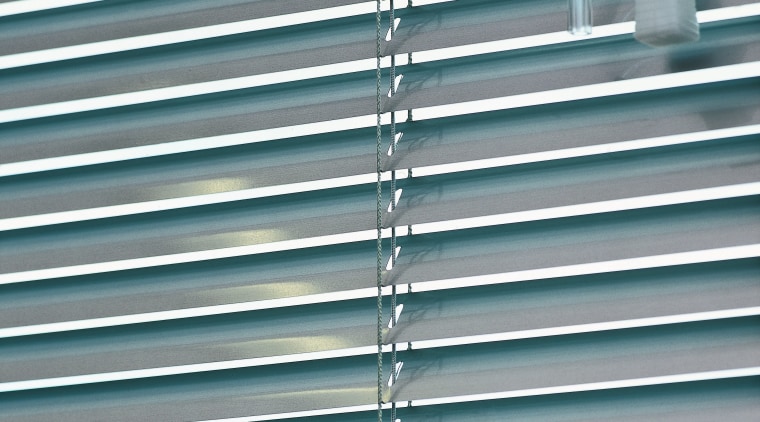 view of the uniline slimline venetian blinds - architecture, daylighting, facade, line, mesh, metal, steel, window, window blind, window covering, gray, teal