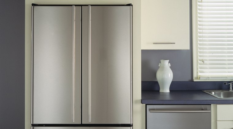 An example of an easy to use and cabinetry, cupboard, furniture, home appliance, kitchen appliance, major appliance, refrigerator, gray