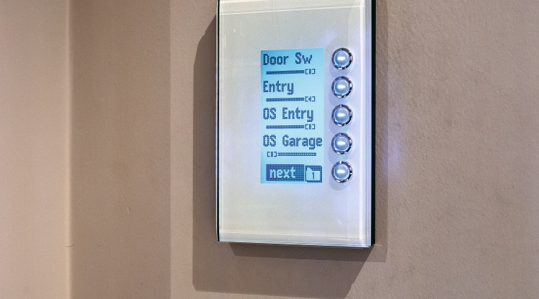 A close up view of a home automation electronic device, electronics, product design, technology, gray