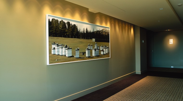 View of hotel corridor with neutral coloured walls, ceiling, interior design, wall, window, brown