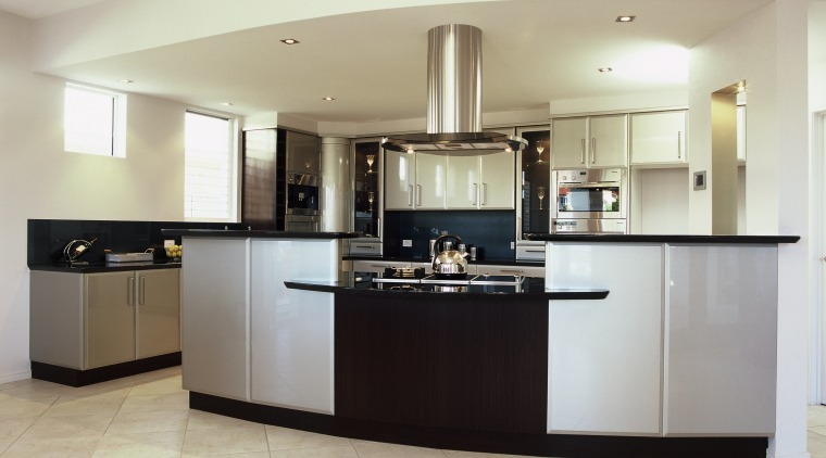 A view of a kitchen, cream tiled floor, cabinetry, countertop, cuisine classique, floor, flooring, interior design, kitchen, real estate, room, gray, white