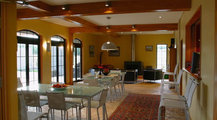 A view of a dining area, cream tiled ceiling, dining room, flooring, function hall, interior design, lobby, real estate, room, brown