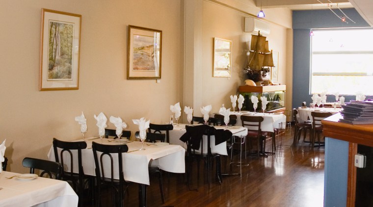 A view of the various lighting designs in ceiling, dining room, function hall, furniture, interior design, restaurant, room, table, brown, gray