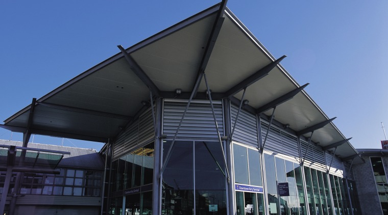 A view of the aluminium used on a architecture, building, commercial building, corporate headquarters, facade, house, roof, sky, structure, blue, black