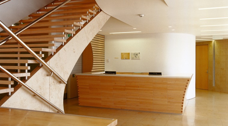 A view o fthe wooden staircase, tiled floor, architecture, ceiling, daylighting, floor, flooring, handrail, hardwood, interior design, laminate flooring, lobby, real estate, stairs, wood, wood flooring, orange, brown