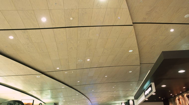 View of various retail and eatery premises at airport terminal, architecture, ceiling, daylighting, interior design, lobby, orange, brown