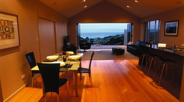 A view of a home constructed by Advantage ceiling, dining room, floor, flooring, hardwood, interior design, living room, real estate, room, table, wood, wood flooring, brown