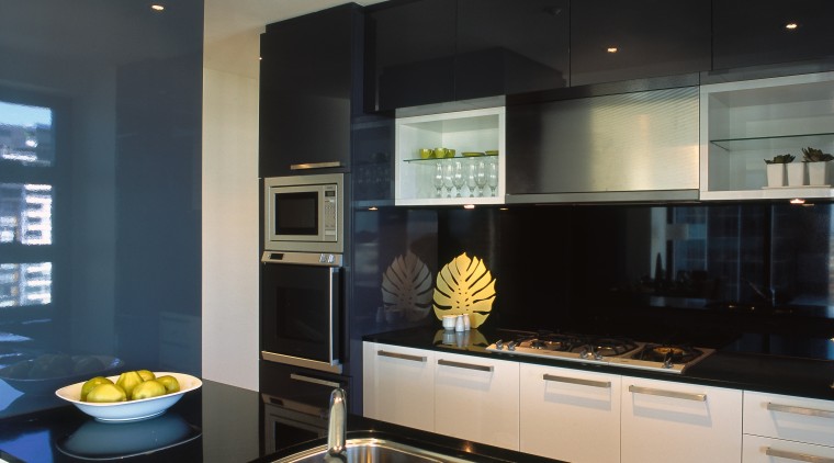 view of the kitchen cabinets  that give ceiling, countertop, interior design, kitchen, black, gray