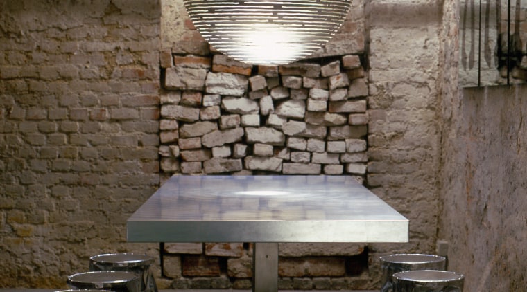 A view of a light by YLighting. - chair, furniture, table, gray, brown