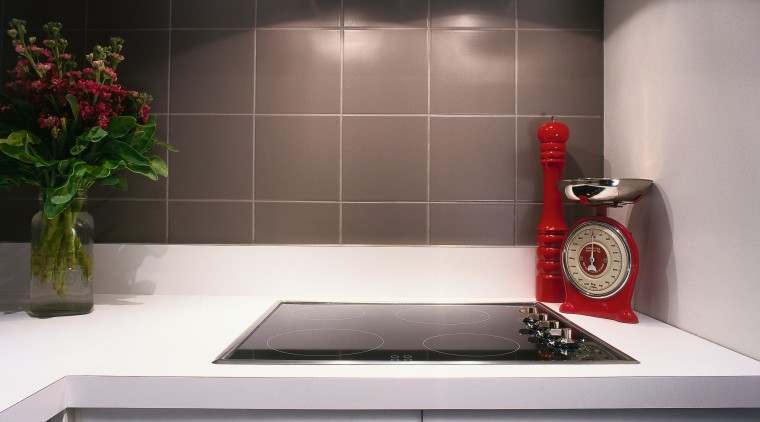 view of the smeg electric hob and powerpack countertop, interior design, kitchen, product design, sink, tile, gray