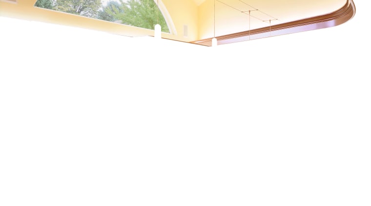 A view of a house by the National lighting, product design, yellow, white