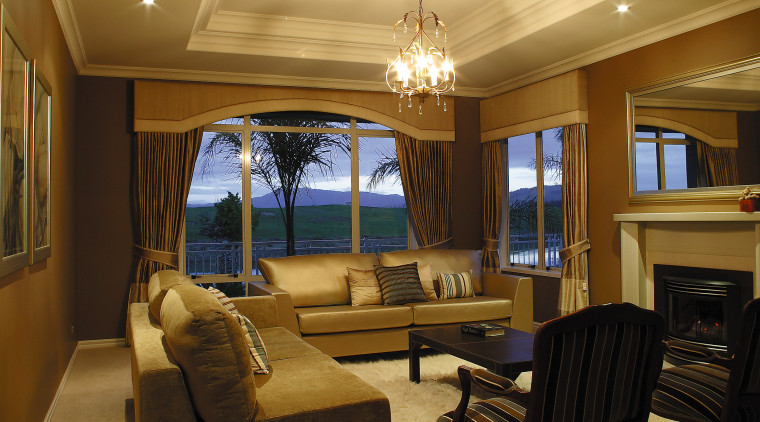 A view of some lighting by Vogue Lighting. architecture, ceiling, estate, floor, home, interior design, lighting, living room, real estate, room, suite, wood, brown