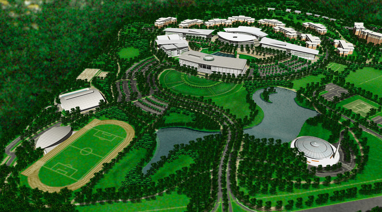 plan view of the grounds and nuilding layout aerial photography, bird's eye view, grass, green, sport venue, structure, urban design, green