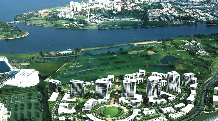Aerial view of the apartment development perth - aerial photography, artificial island, bird's eye view, city, marina, metropolis, metropolitan area, suburb, urban area, urban design, water, water resources, waterway, teal, green
