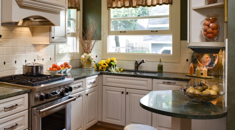 A view of this new Kitchen Designed by cabinetry, countertop, cuisine classique, home, interior design, kitchen, room, brown, gray