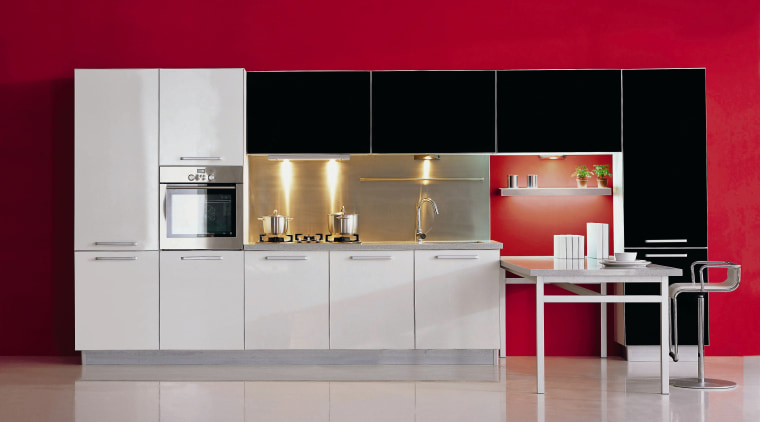 A view of a kitchen by the Kitchen furniture, interior design, kitchen, product design, red, gray