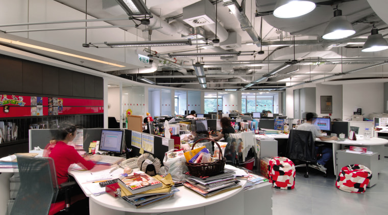 A view of the new MMoser-designed Hong Kong office, gray