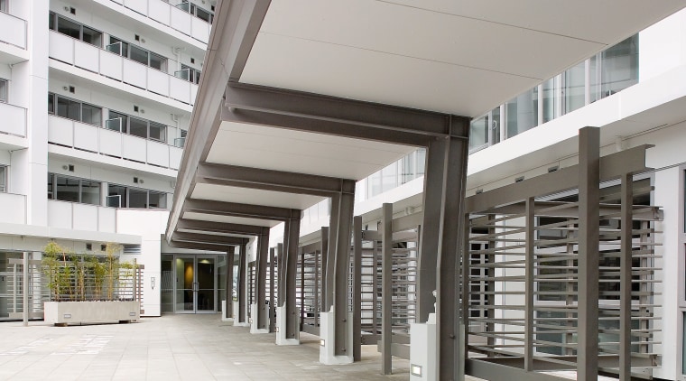 A view of some ceilings done by Alpha architecture, building, condominium, daylighting, floor, metropolitan area, structure, white, gray