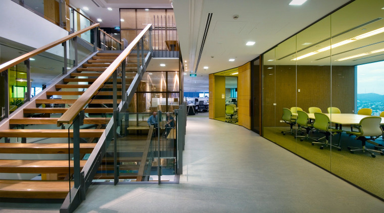 A view of the stairs feand offices in interior design, lobby, stairs, gray, brown