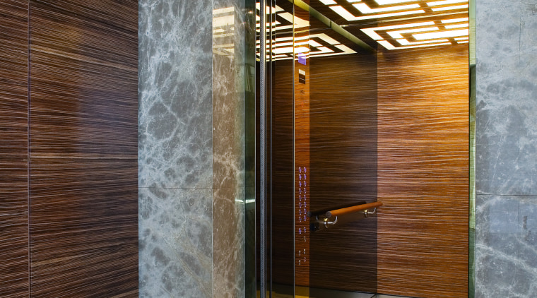 A view of the Lifts installed in the architecture, bathroom, floor, flooring, interior design, tile, gray, brown