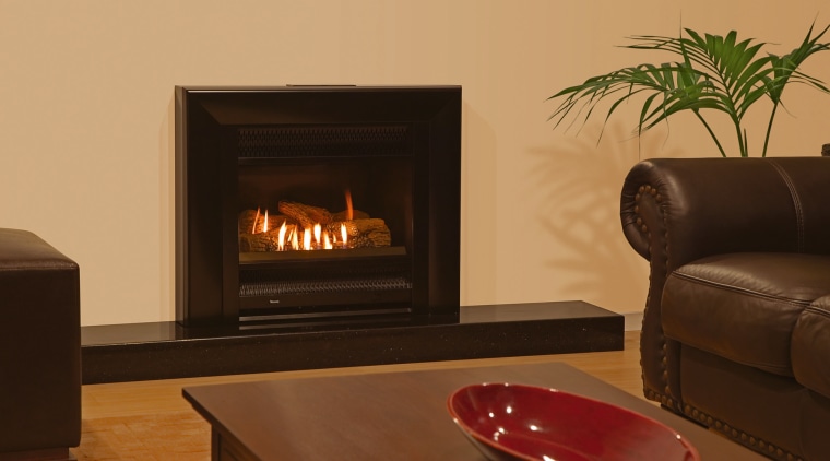 A view of a fireplace from Rinai. - fireplace, hearth, heat, home appliance, wood burning stove, brown, orange