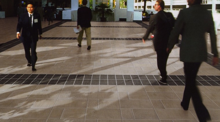 Textured ceramic Urban Life pavers are hard wearing, city, floor, flooring, infrastructure, pedestrian, public space, road, road surface, sidewalk, snapshot, street, urban area, brown