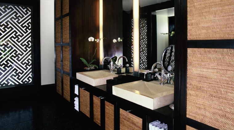A view of some bathroomware from Appaiser, dual flooring, interior design, room, suite, black