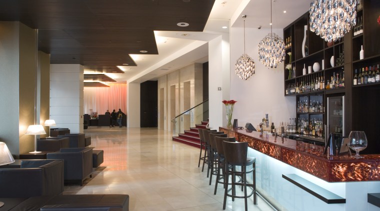 The latest internationally branded addition to Wellington's hotel café, interior design, lobby, restaurant, black