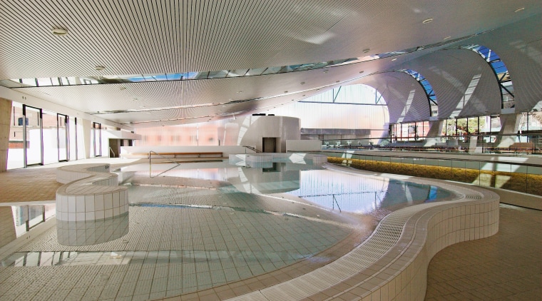 An interior view of the ian thorpe aquatic architecture, leisure, leisure centre, swimming pool, tourist attraction, gray