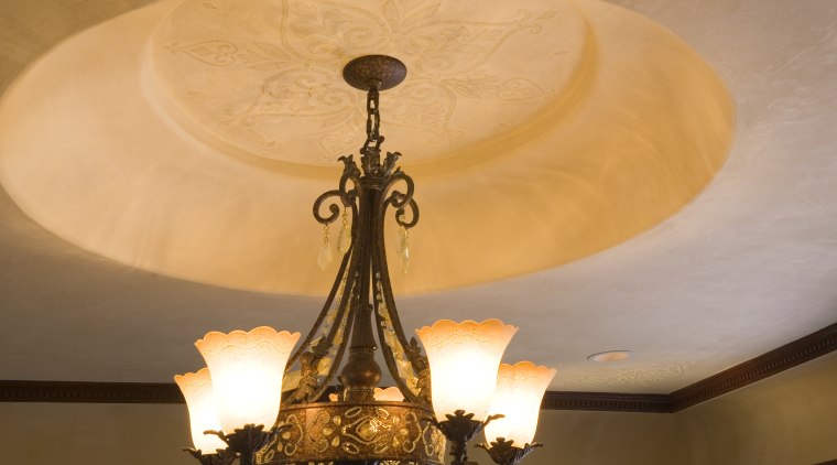 A view of some wallcoverings by WallCraft. - ceiling, ceiling fixture, chandelier, light fixture, lighting, lighting accessory, orange, brown