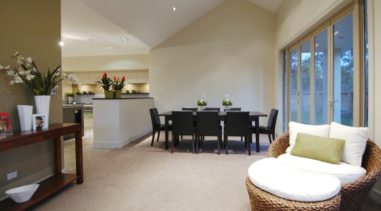 Large open living spaces flow into each other ceiling, floor, flooring, interior design, living room, property, real estate, room, gray