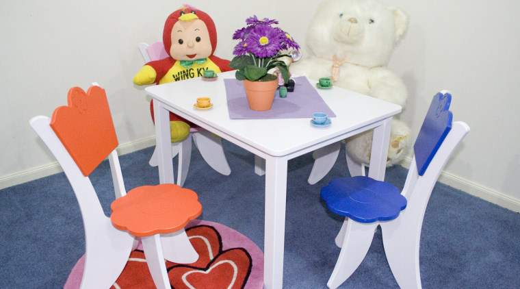 A view of this custom childrens bedroom furniture chair, furniture, play, room, table, toy, white